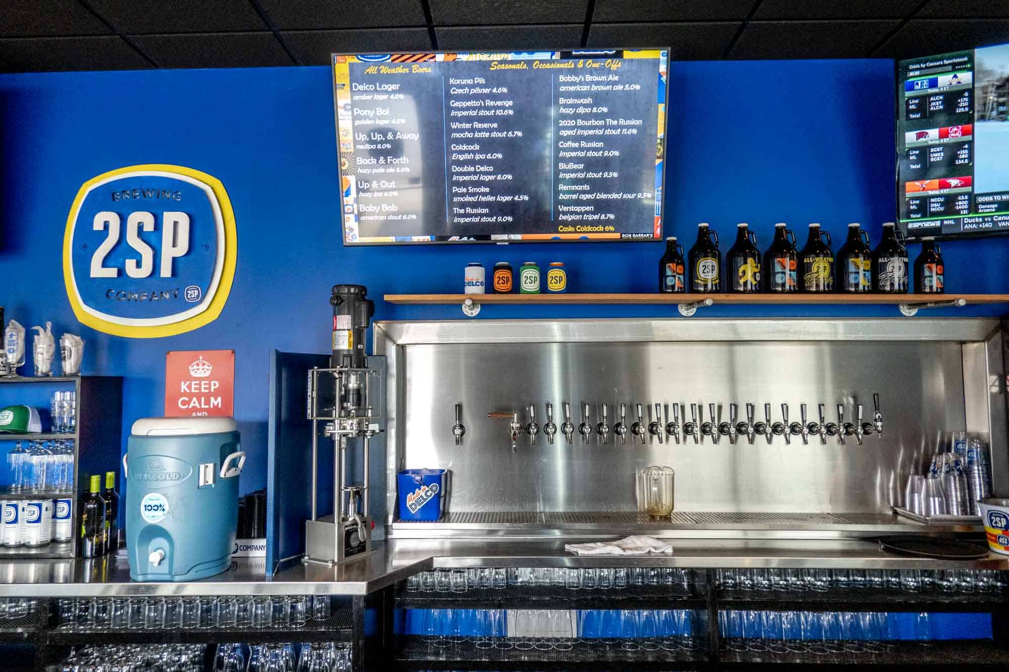 Taps and bar at 2SP Brewing