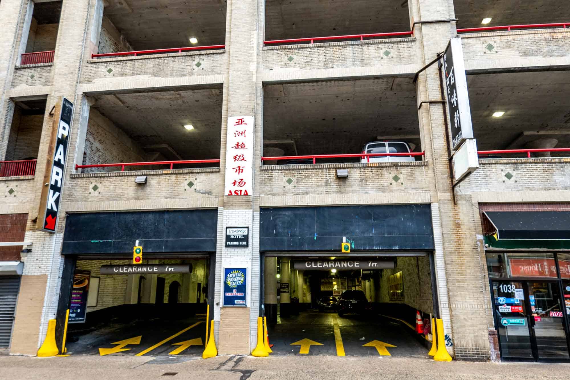 Exterior entrance to parking garage