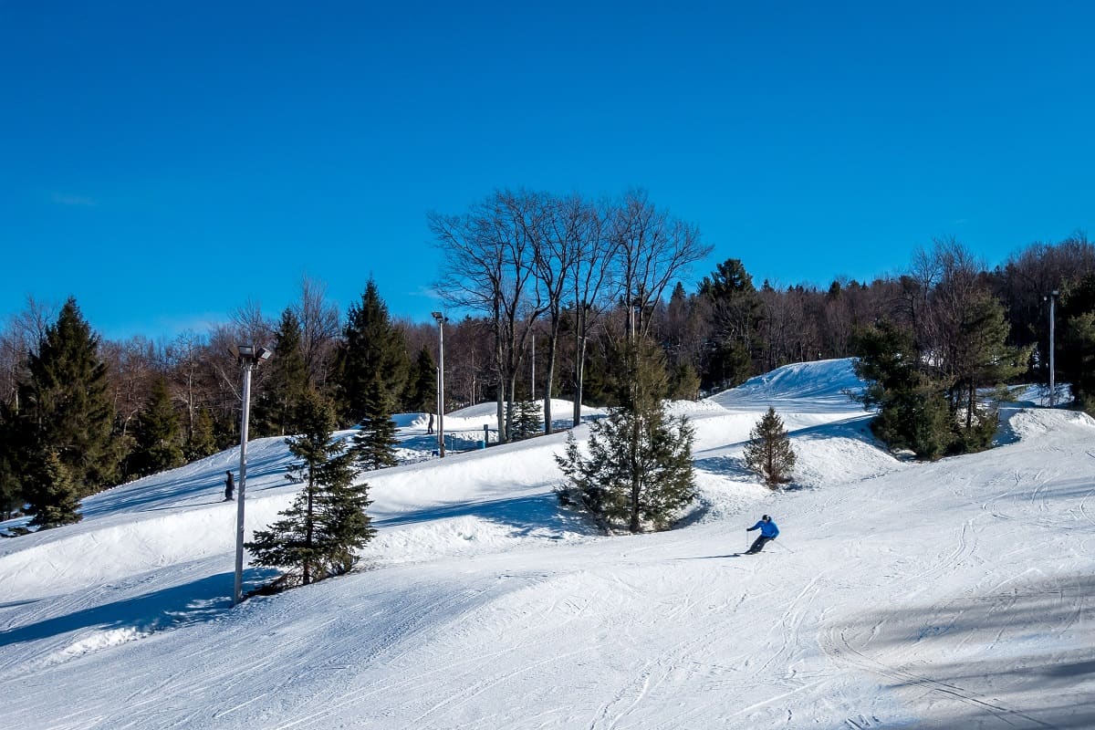 A lone skier on a slope