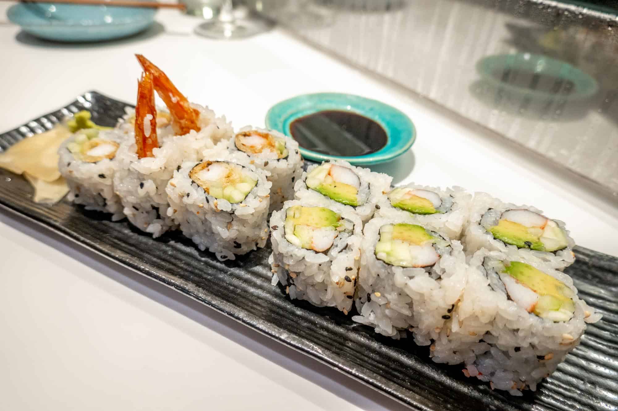 Sushi maki rolls on plate