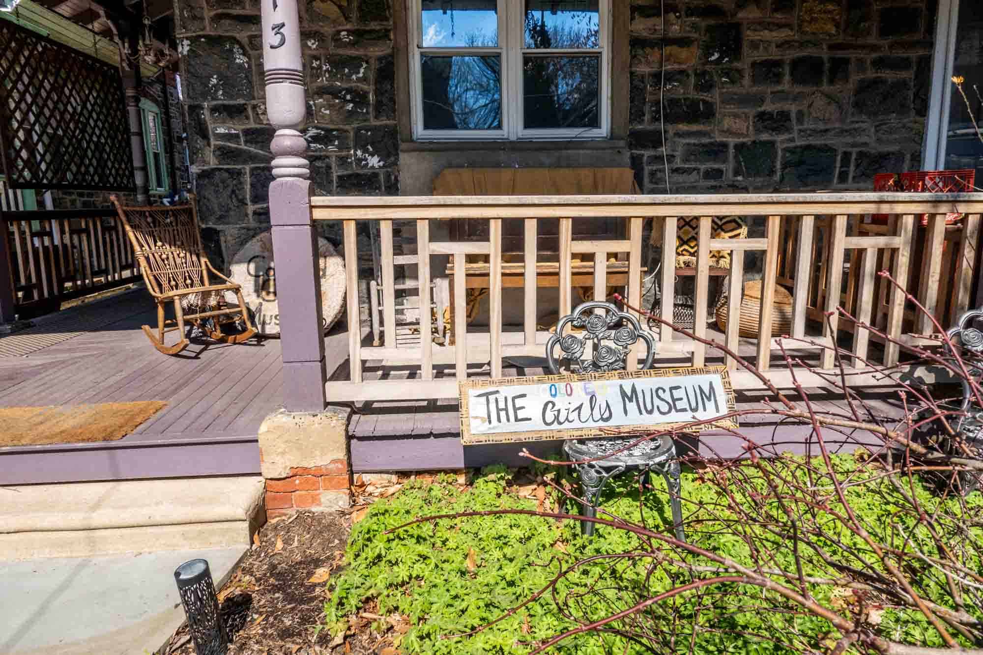 Sign for "The Colored Girls Museum" in the house museum's front yard.