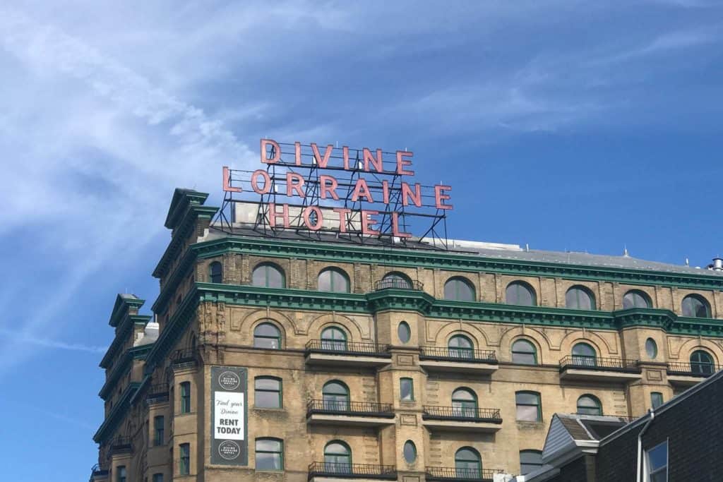 The Divine Lorraine Hotel sign