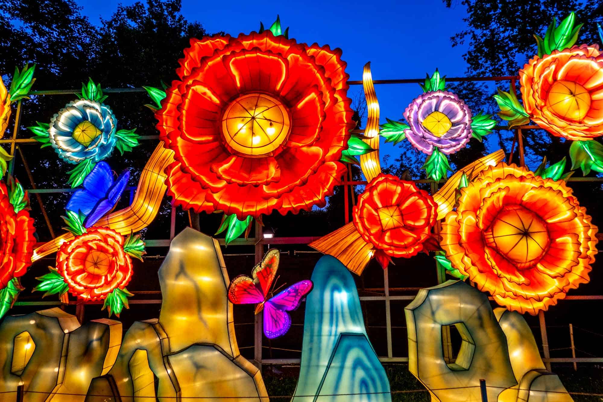 Red and orange flower lanterns