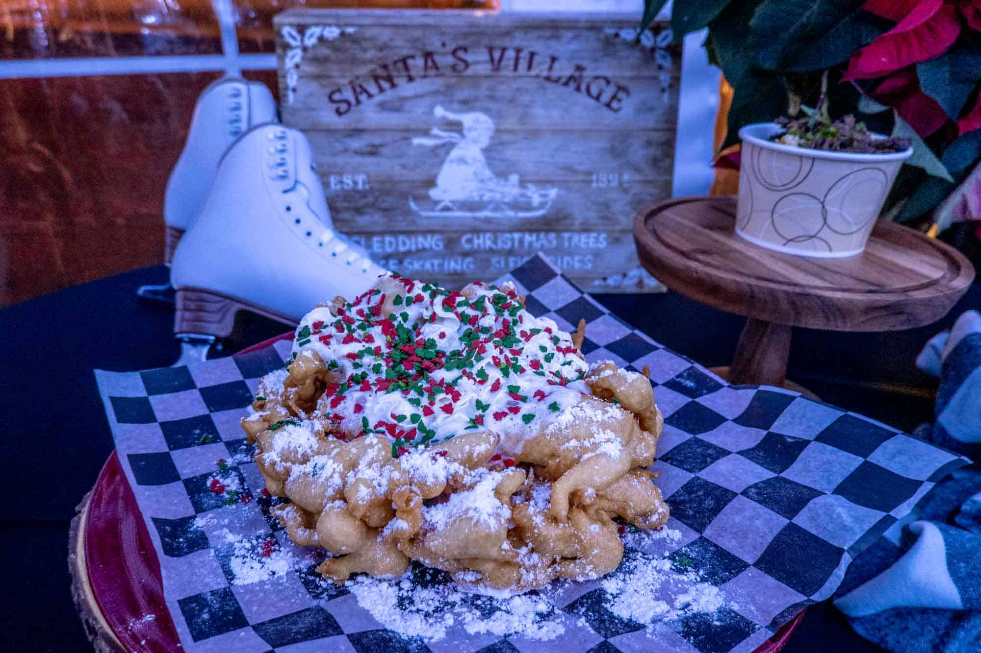 Funnel cake on plate a Christmas event