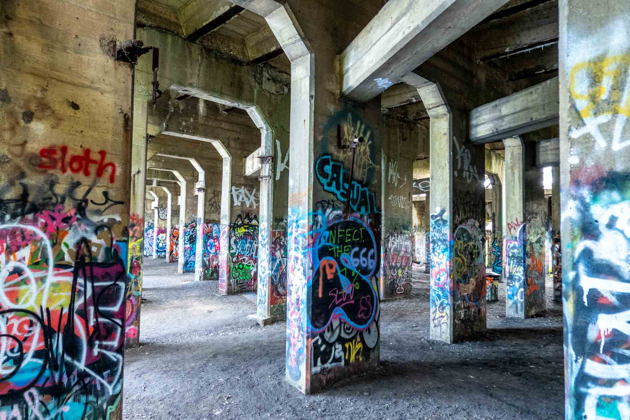 Graffiti on concrete columns