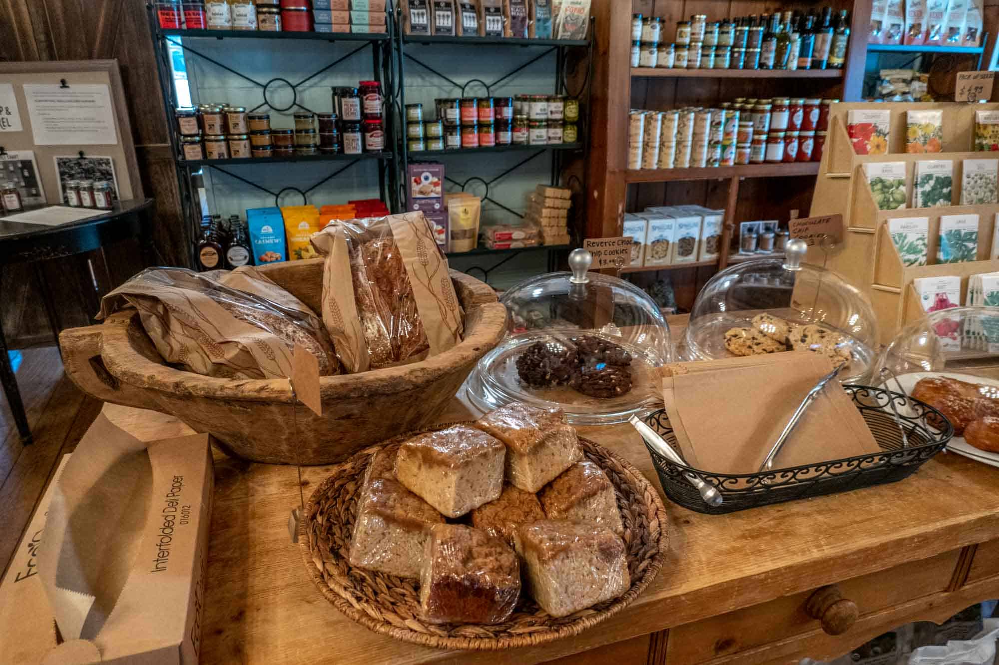 Bread and pastries in vegan market