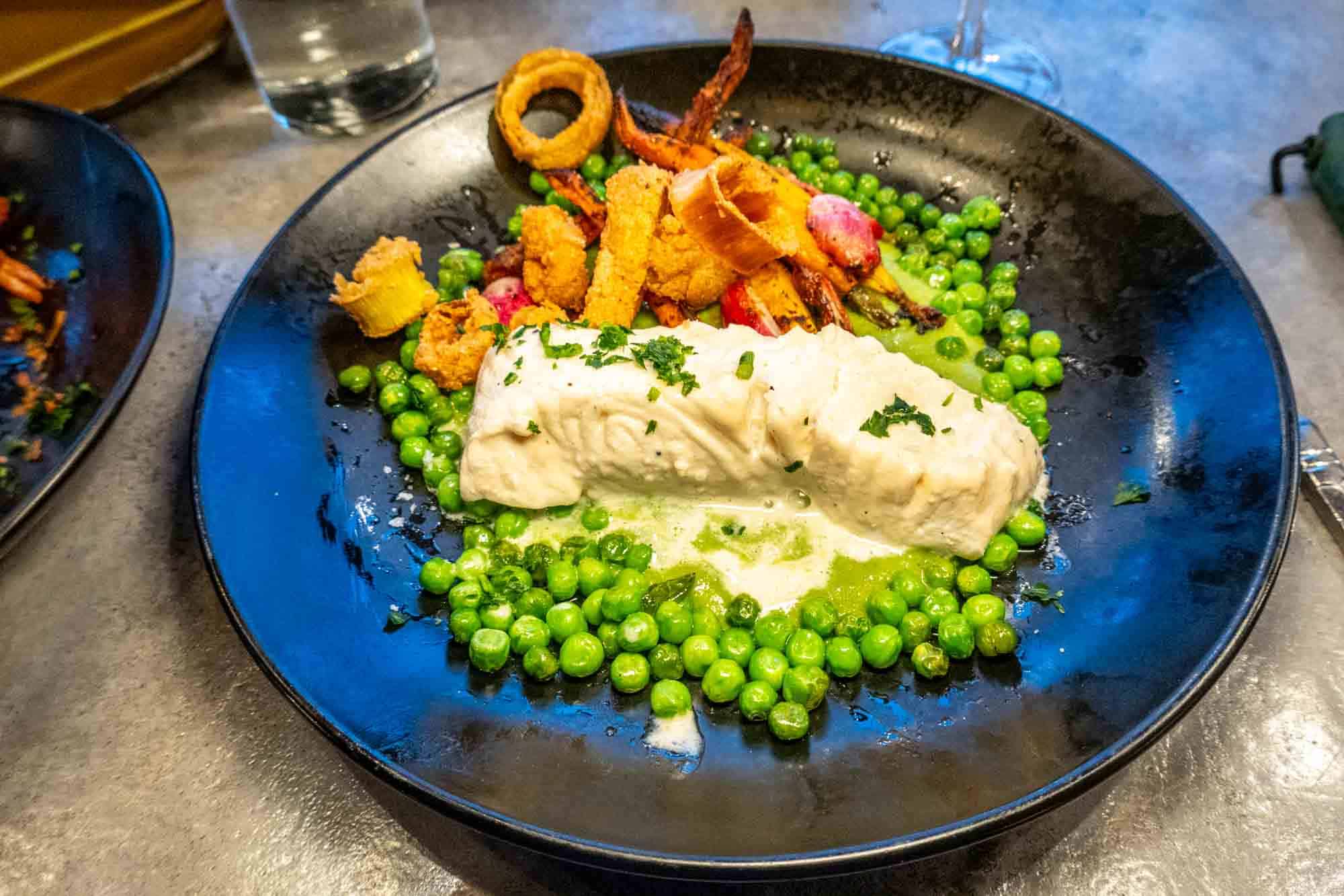 Fish filet and vegetables on a plate