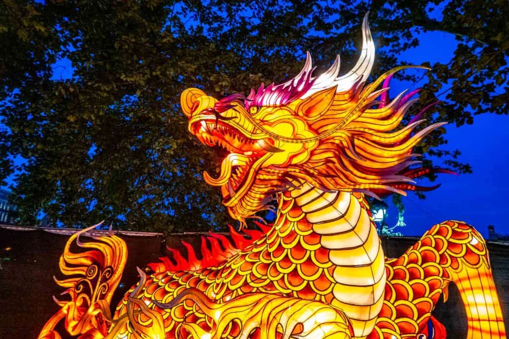 Lantern shaped like a lion at the Chinese Lantern Festival in Philadelphia.