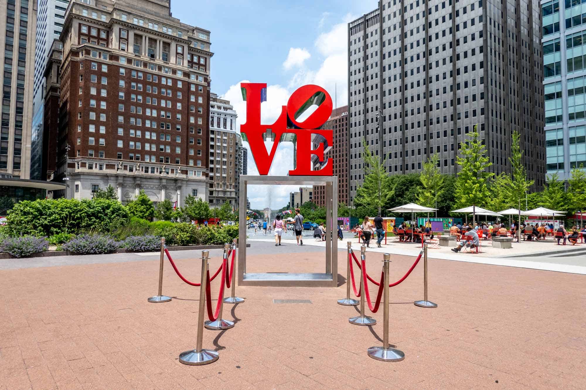 Red LOVE statue in LOVE Park