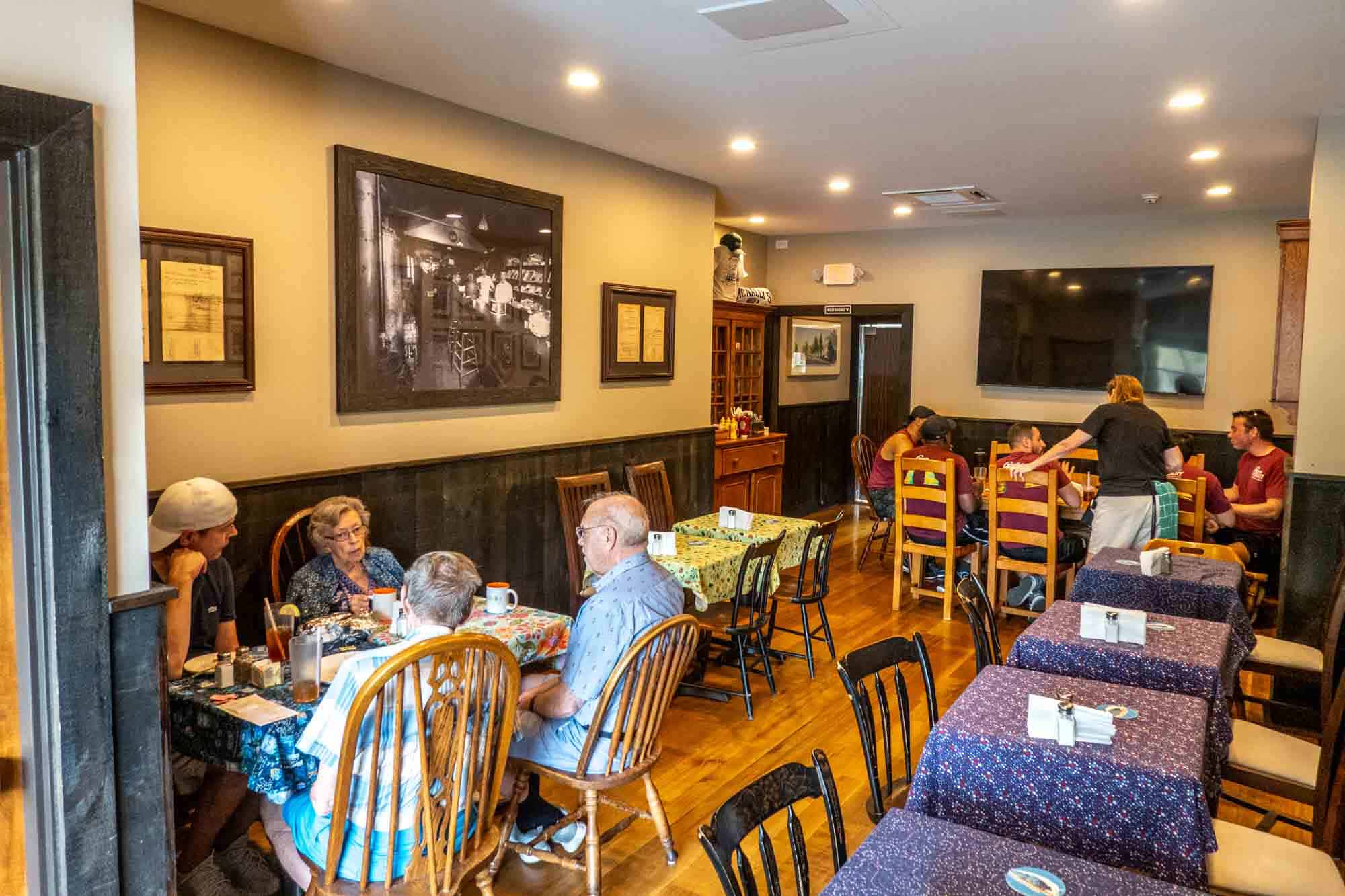 Dining room with patrons eating