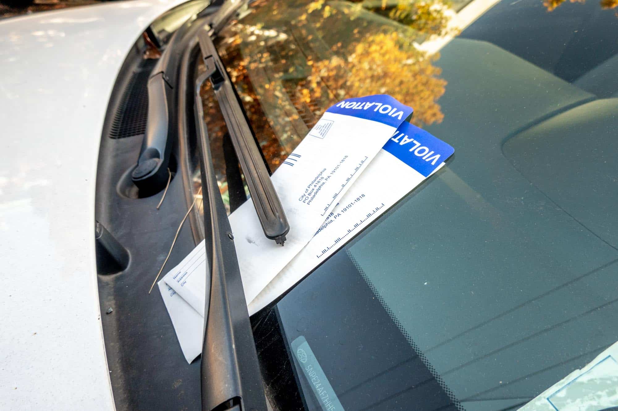 Parking tickets on car window