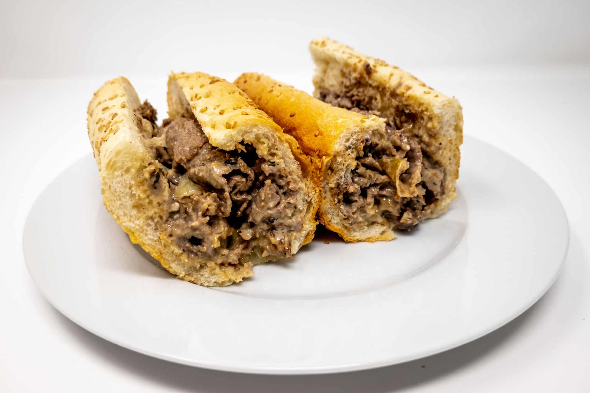 Cheesesteak sandwich on plate