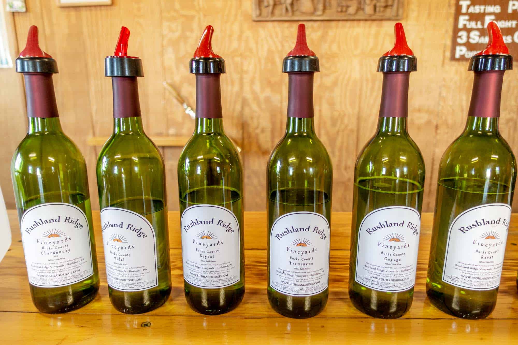 Bottles of Rushland Ridge wine