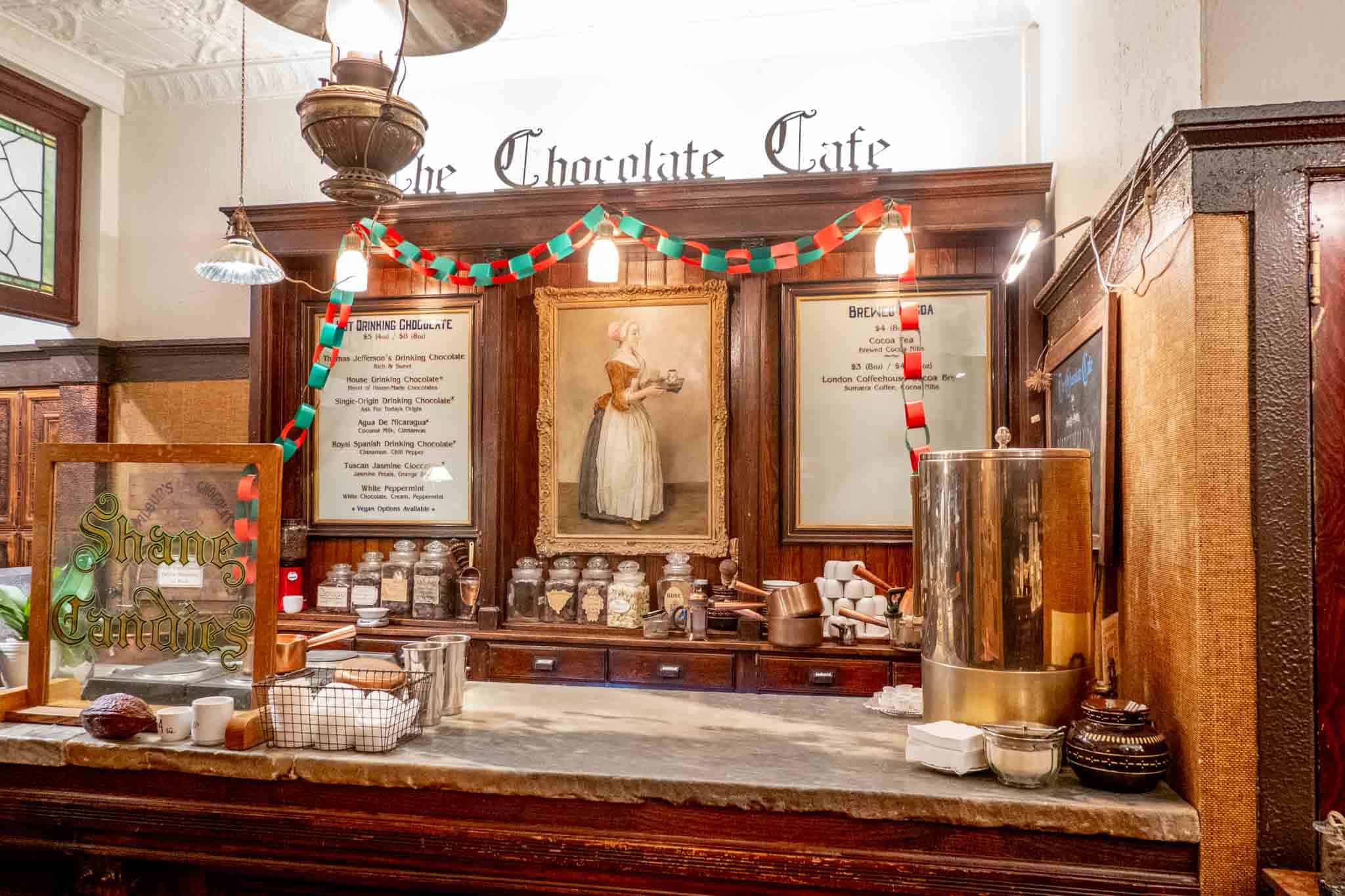 Ordering counter at The Chocolate Cafe