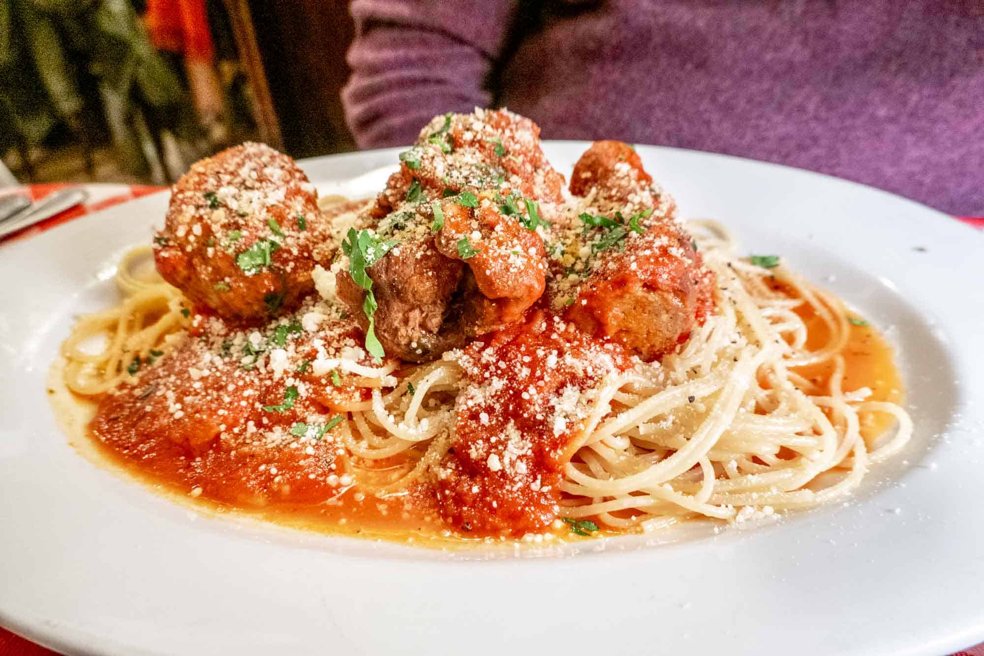 Plate of spaghetti and meatballs