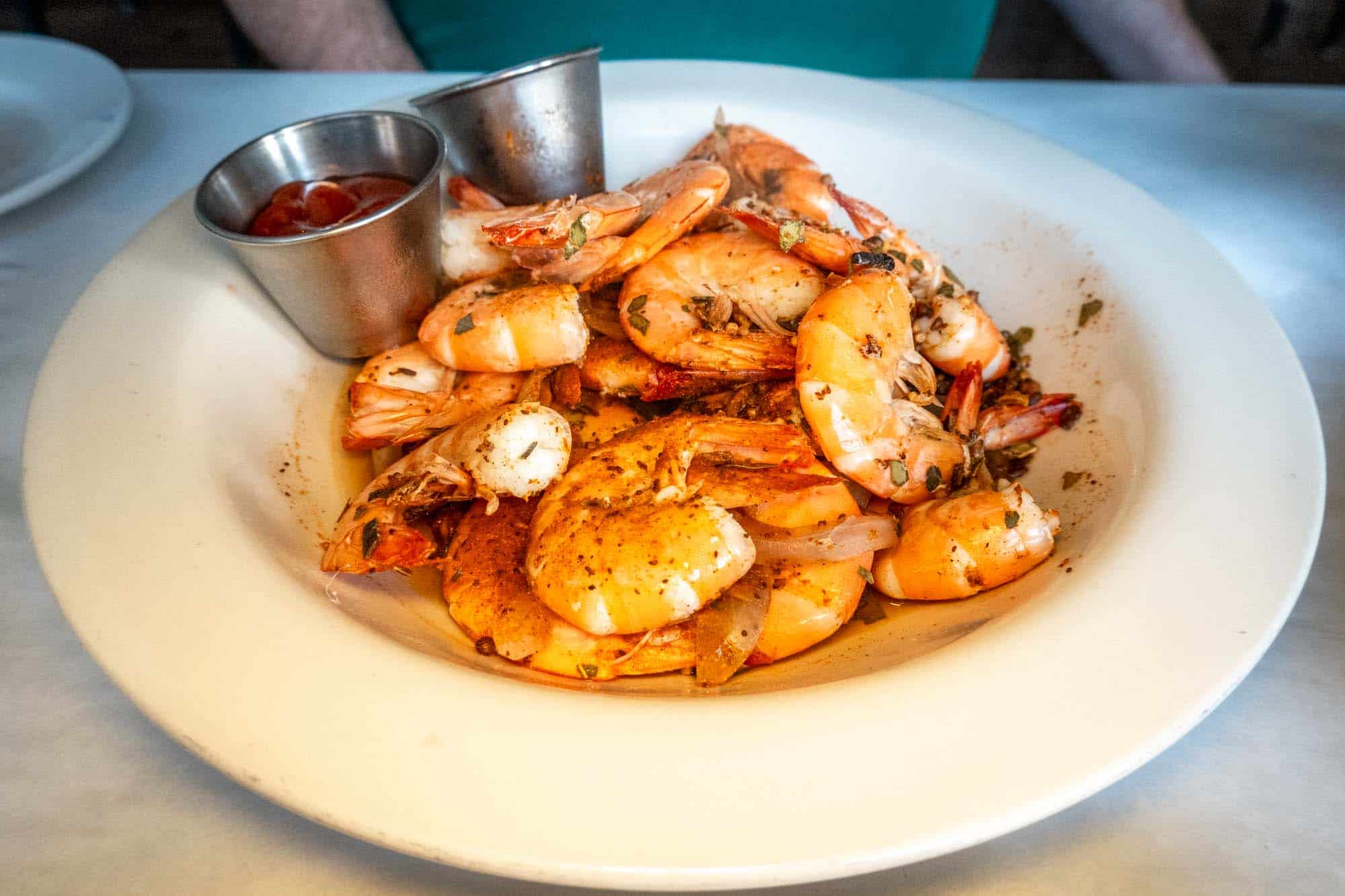 Bowl of boiled shrimp