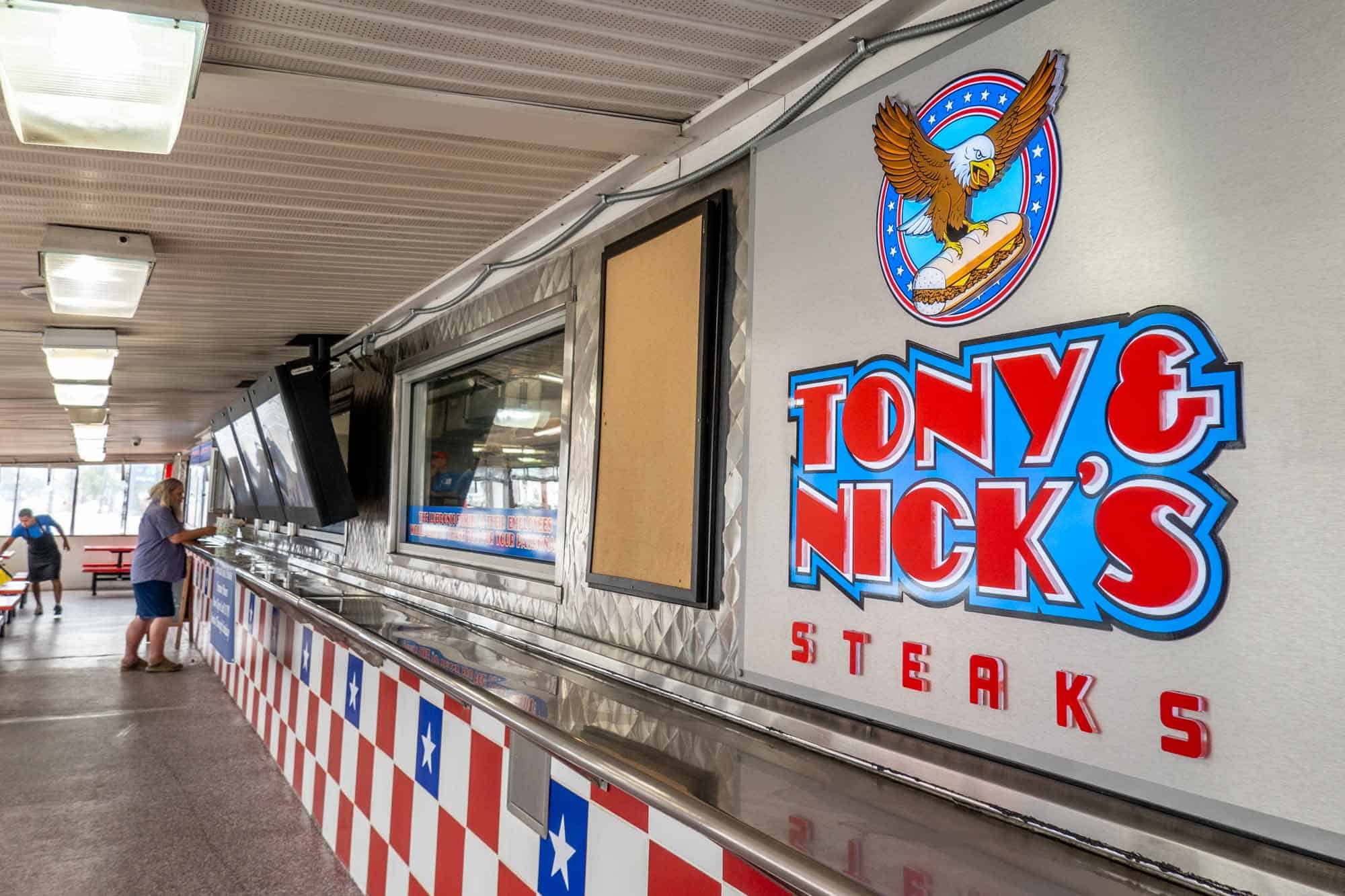 Sign reading "Tony & Nick's Steaks"