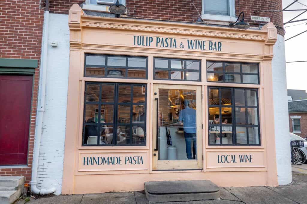 Exterior of Tulip Pasta and Wine Bar in Fishtown