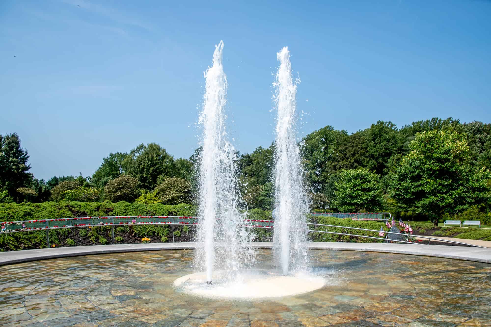 Two spigots of water shooting up from a fountain