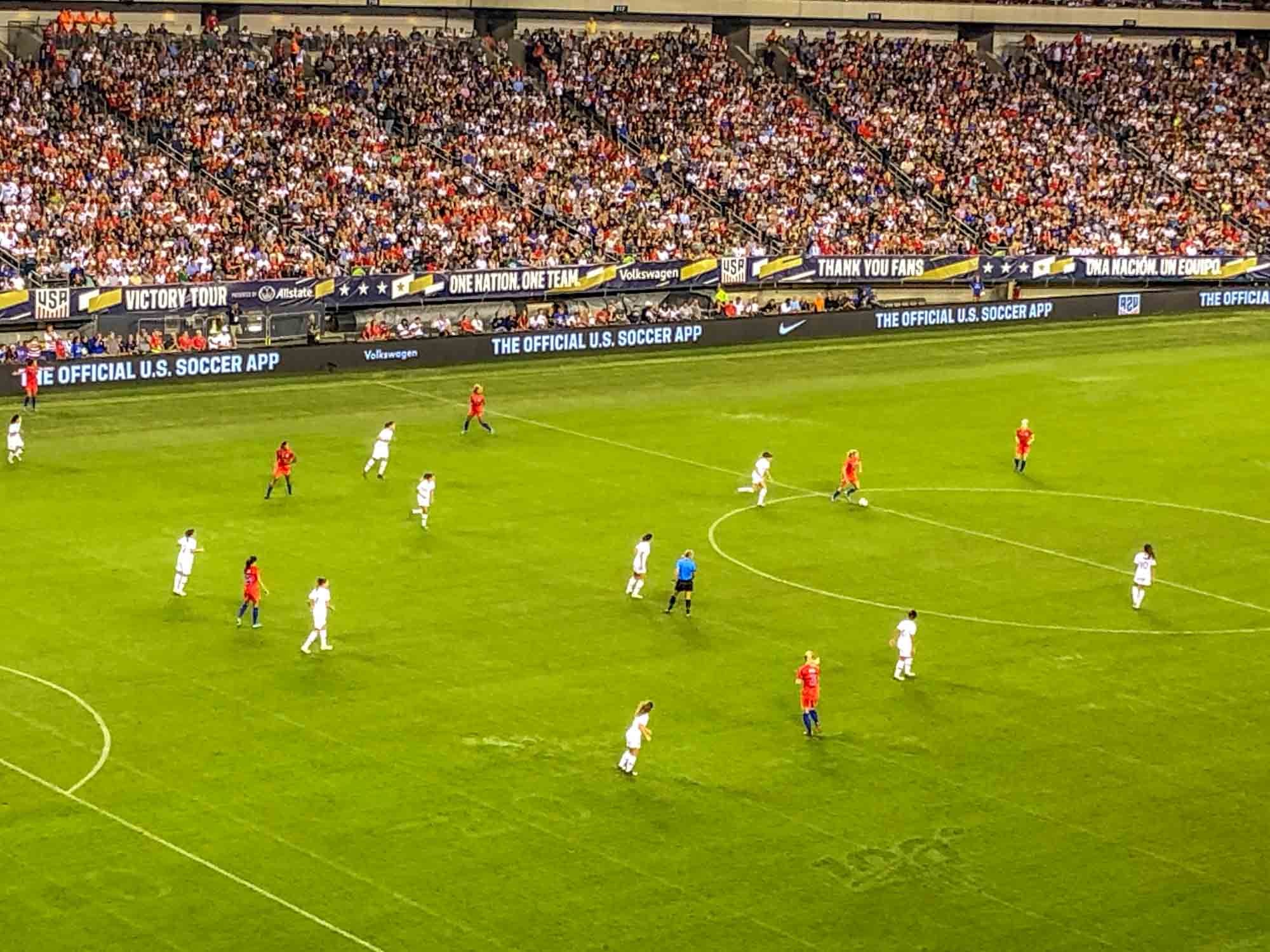 Players on a soccer pitch.