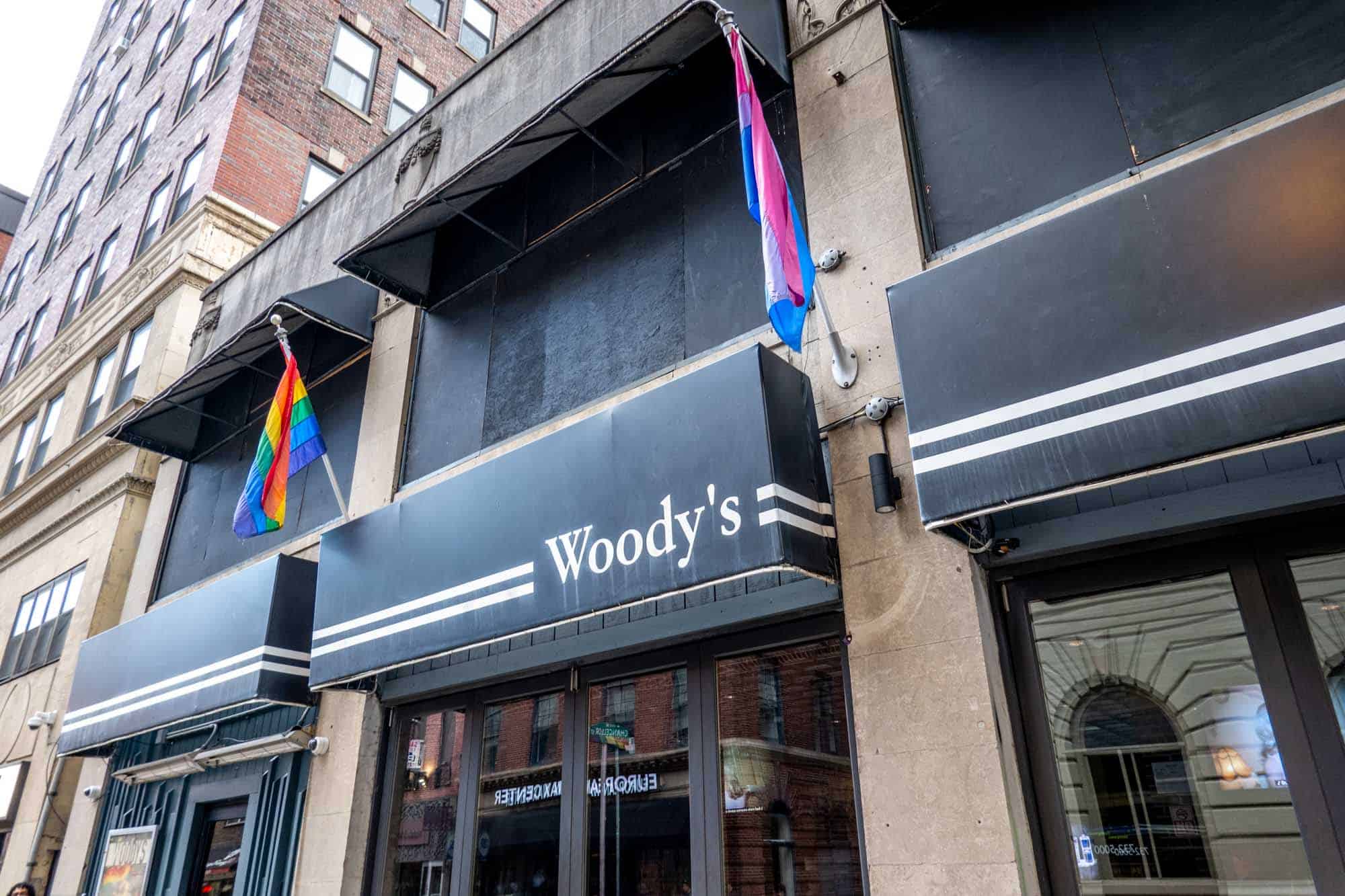 Exterior of Woody's Bar in Philly